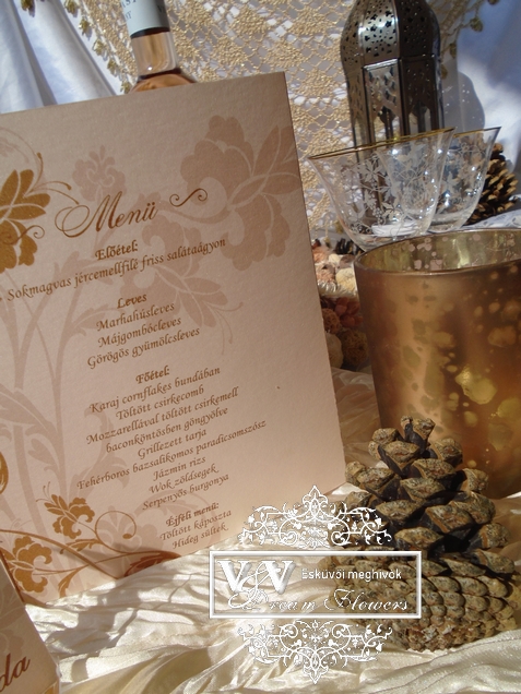 Esküvői meghívók, kémcsöves meghívó és menükártya őszi esküvőkre